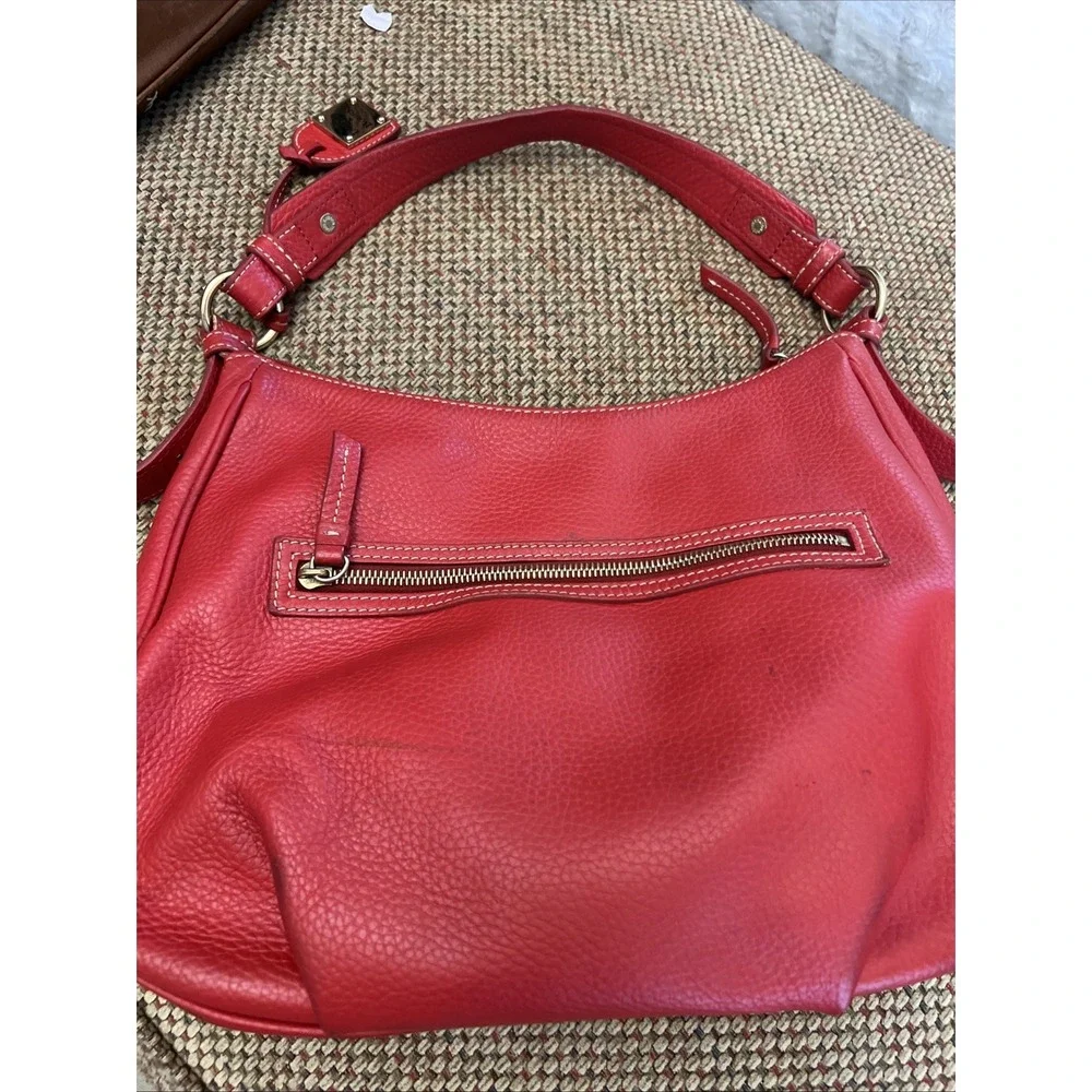 Vtg Dooney & Bourke Red Red Purse Collins Bag Very NICE Shoulder 100% Leather